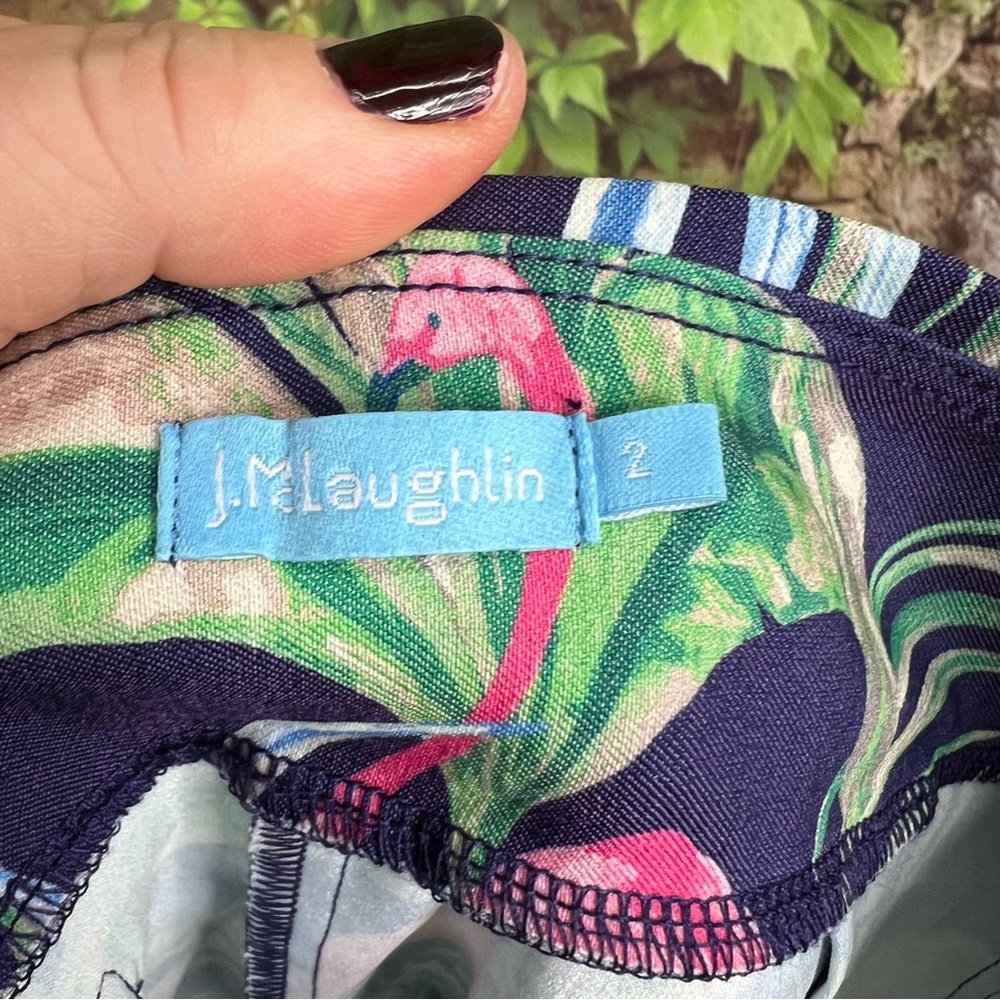 J. MCLAUGHLIN Stretch Tropical Leaf and Floral Print Pants, 2 - Picture 9 of 9